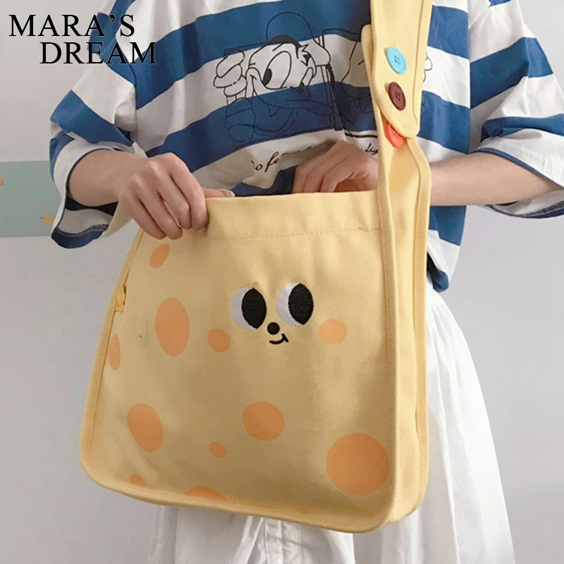 

Сумка-мессенджер Mara's Dream Женская на пуговицах, милая холщовая сумочка-тоут через плечо для студенток, эко-сумка для покупок
