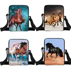 Элегантная сумка-мессенджер с принтом лошади, милые дорожные холщовые сумки через плечо для мальчиков-подростков с изображением пони, повседневные сумочки на ремне, подарок