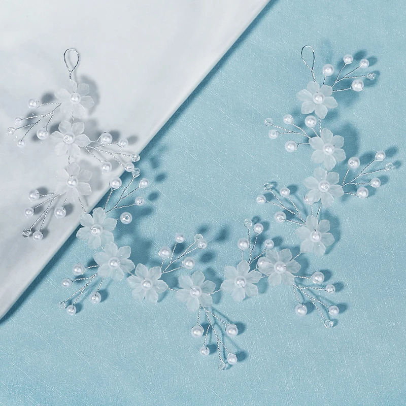 Женские ободки с жемчугом QYY Серебристые свадебные аксессуары для волос вечерние