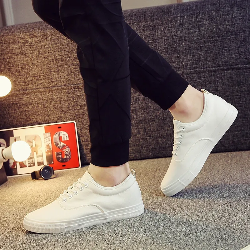 

Mens Casual Shoes Hot Sale Black/White Canvas Shoes Men Sneakers Fashion New Lace-up Big Size Men Footwear Zapatilla Hombre