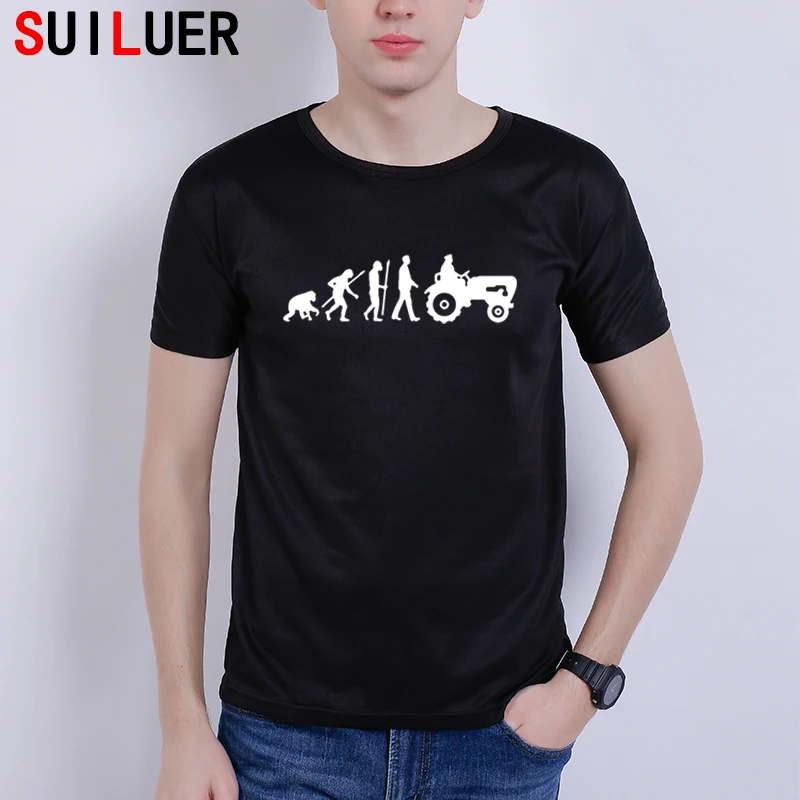 

New Summer Fashion Evolution Tractor T Shirt Men Short Sleeve Sports Born To Farm T-shirt Tops Camisetas Farmer Tshirt SL-801