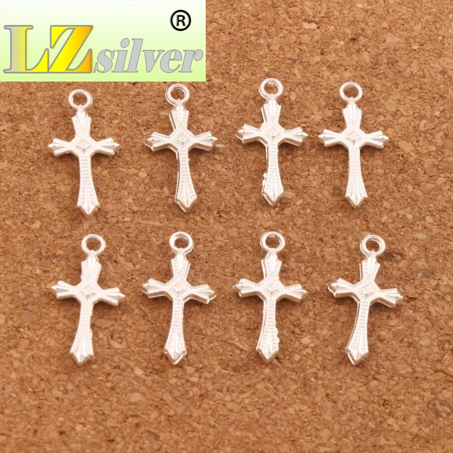 280PCS Silver-Plated Grid Cross Charm Beads Pendants L477 22X11mm Jewelry DIY