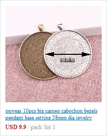 Onwear 10 шт. большой Камея Кабошон оправа основа Подвески установка 58 мм Диаметр ювелирные изделия установки лотки античная бронза+ античное серебро