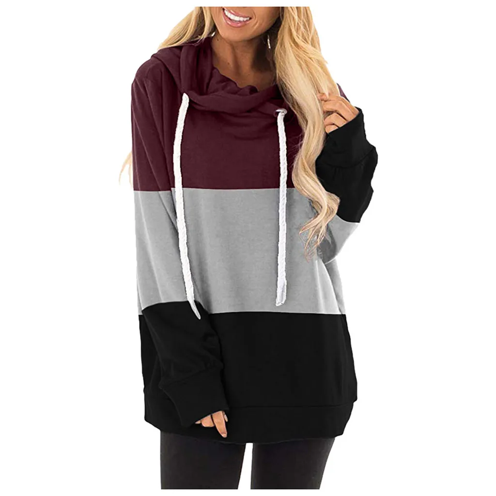 Женская толстовка с длинным рукавом капюшоном и высоким воротником | одежда