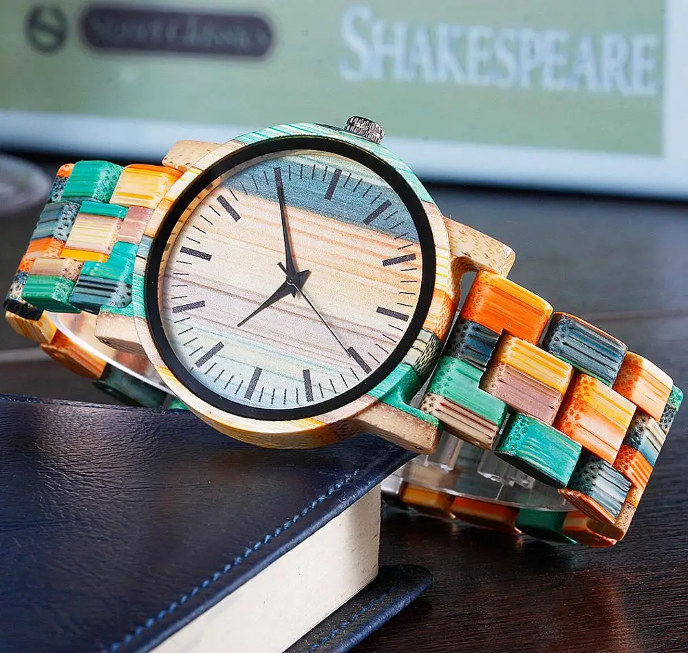 QW спортивные водонепроницаемые бамбуковые наручные часы женские деревянные |