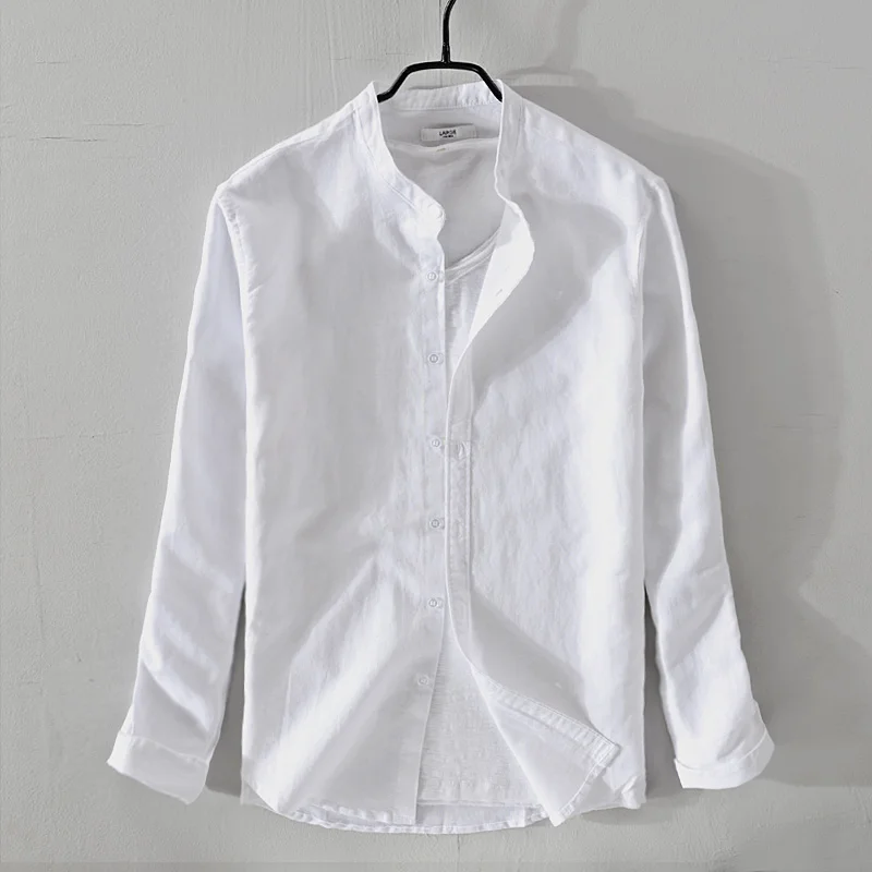 Новый стиль Белая рубашка мужская повседневная футболка с длинным рукавом для