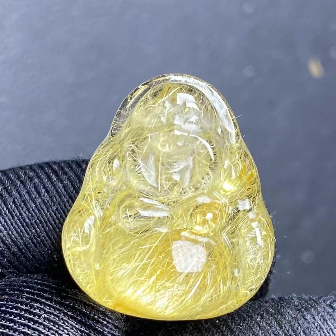

Natural Gold Rutilated Quartz Buddhism Pendant Gemstone Brazil 21*18*9mm Waelthy Women Men Jewelry Brazil AAAAAA