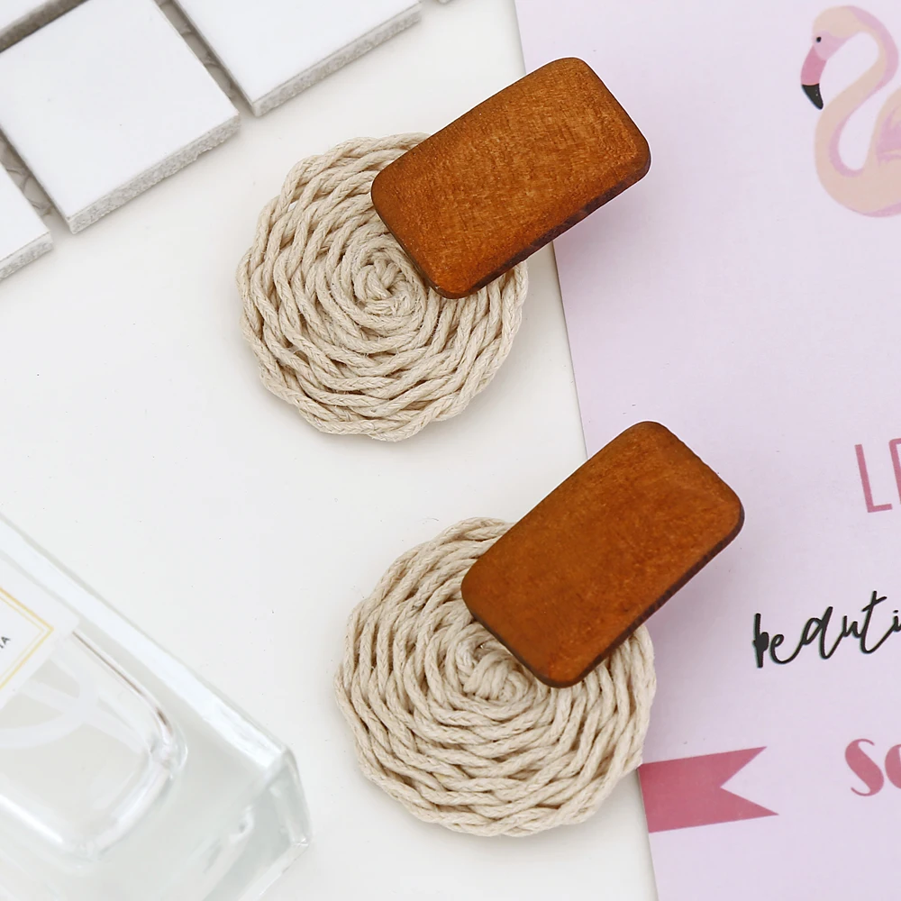 Женские Геометрические круглые Винтажные серьги подвески ручной работы из