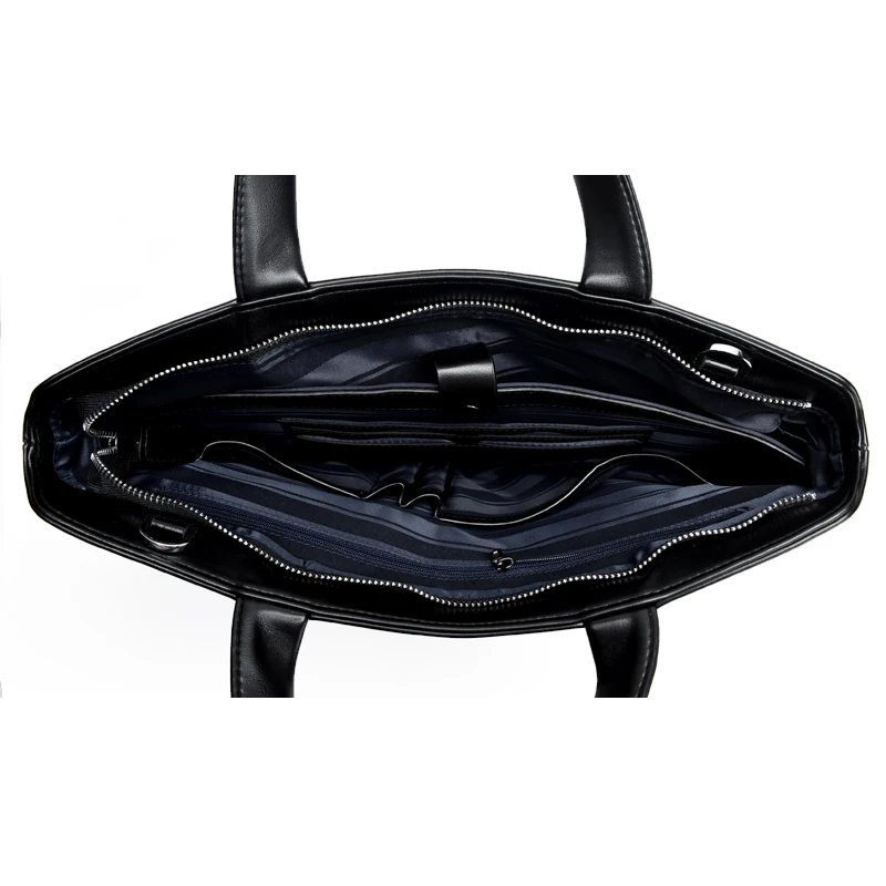 Man's Briefcase PU Leather Shoulder Bag 14 Inch Laptop Bag Male Travel Bag Big Capacity Handbag, Black&Brown