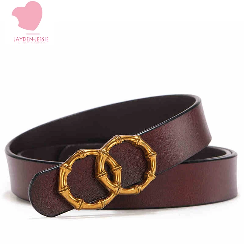 Новинка 2020 роскошный женский кожаный ремень в стиле ретро с двойным кольцом и