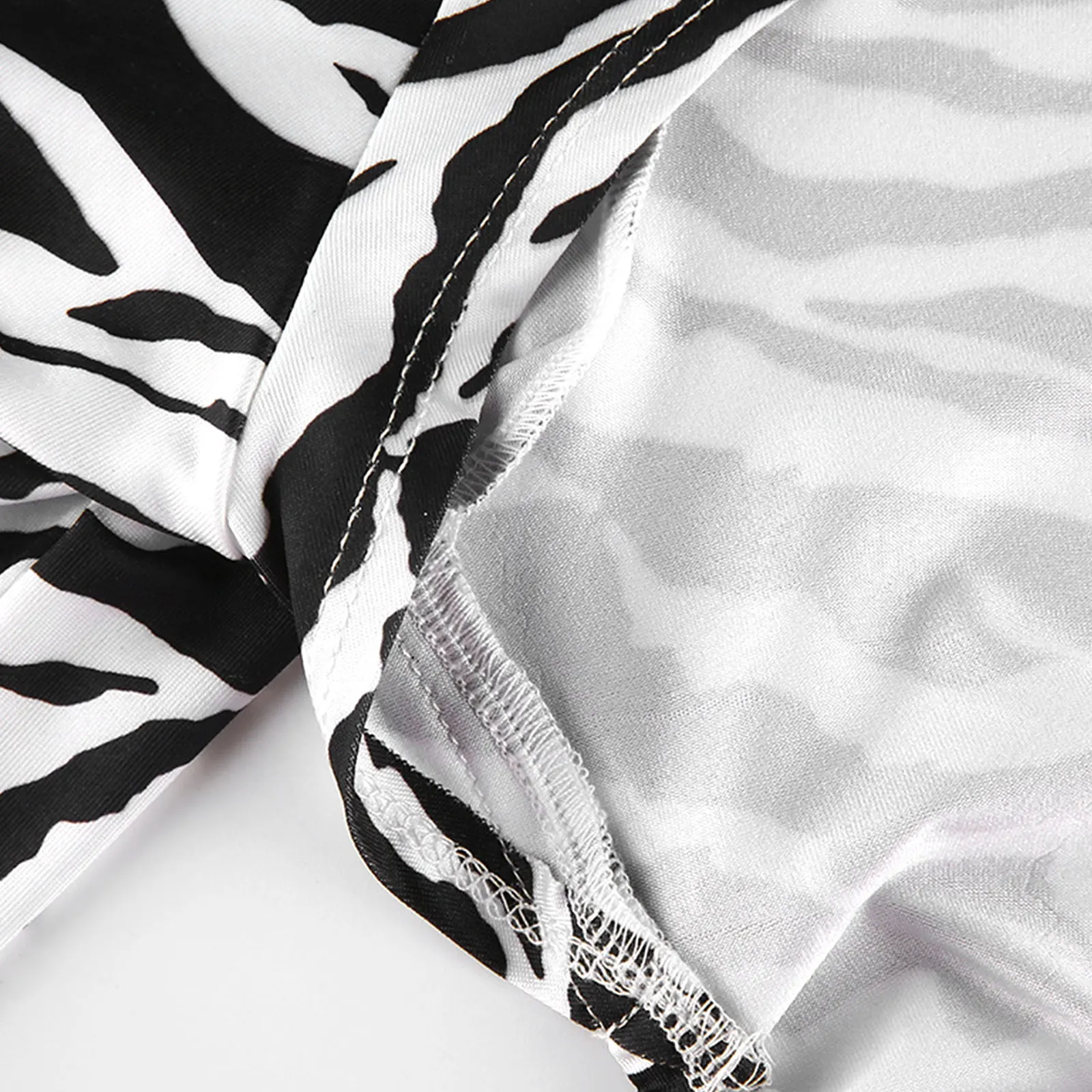 

Alvivi Women Girls Sexy Zebra Print Open Back T-shirt Long Sleeve Top Cropped Crop Top Backless Casual Lace-up T-shirt White Top