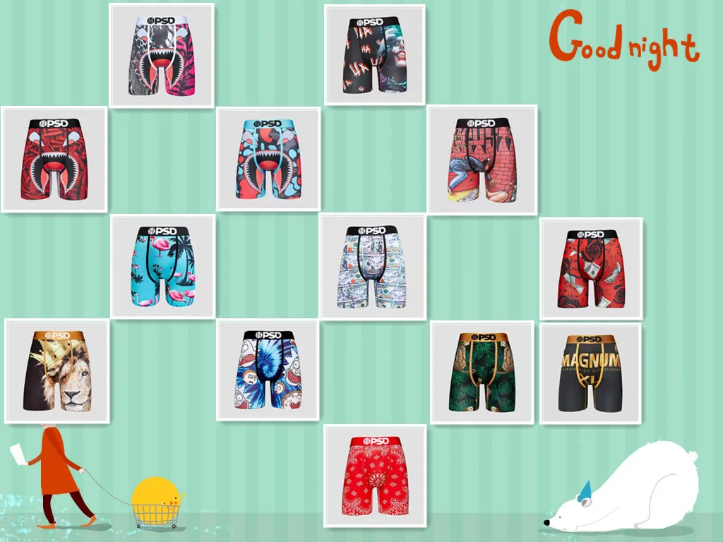 

New FIESTA FOREVER PSD underwear PSD men's wholesale elastic polyester boxer briefs PSD