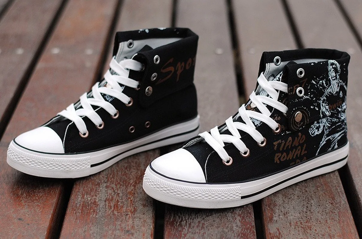 

High top canvas shoes men's casual shoes Korea fashion shoes board shoes flat rubber soles vulcanized shoes round head F88 black