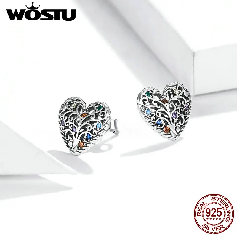 Женские серьги-гвоздики Wostu Tree of Life из стерлингового серебра 925 пробы свадебные