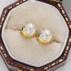 Серебро 925 Оригинальный пагода огранки тест последние 0,5 карата Цвет Муассанит свадебные серьги-гвоздики из 18-ти кратного желтого золота с драгоценными камнями