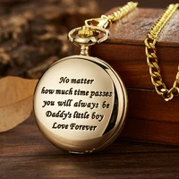 gift theme quartz movement pocket watch best gift for your son roman numeral dial gold case simple and stylish with fob chain