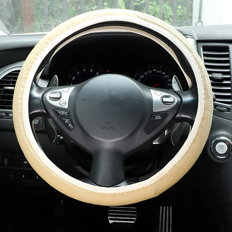 

Universal D / Circle Style Embossing Leather Car Steering-wheel Cover 38CM Car-styling Sport Anti-Slip Auto Steering Wheel Cover