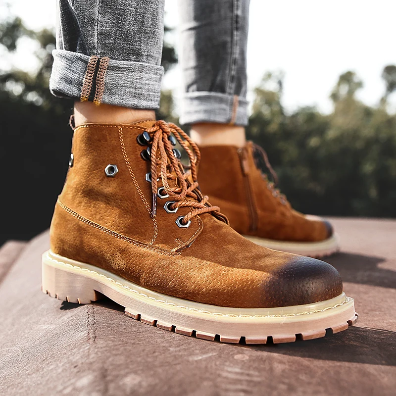 Мужские ботинки повседневная обувь из высококачественной кожи сезон осень зима