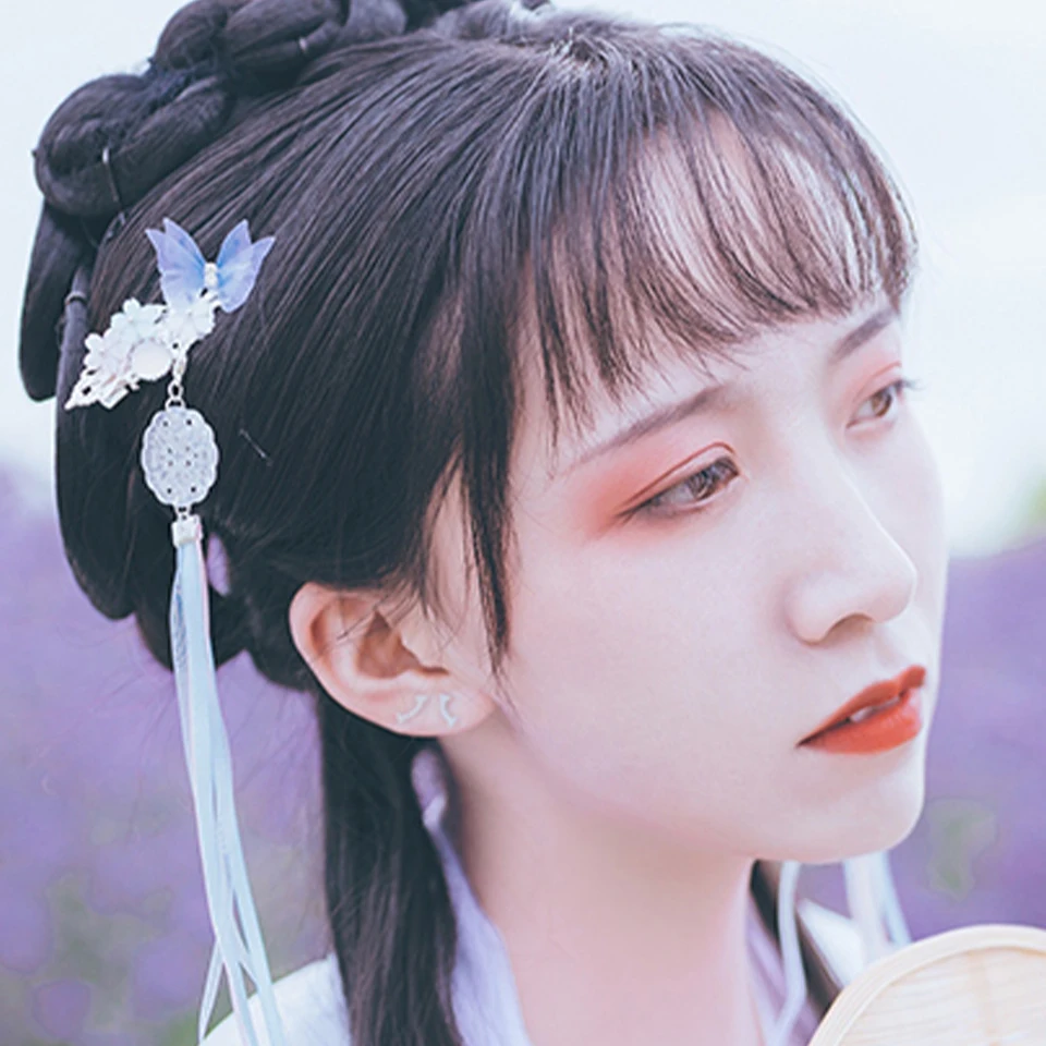 Китайский Hanfu аксессуары древний стиль Бабочка, любовь, цветок палочки для волос ювелирные изделия Фея стиль аксессуары для волос в стиле ханьфу головной убор