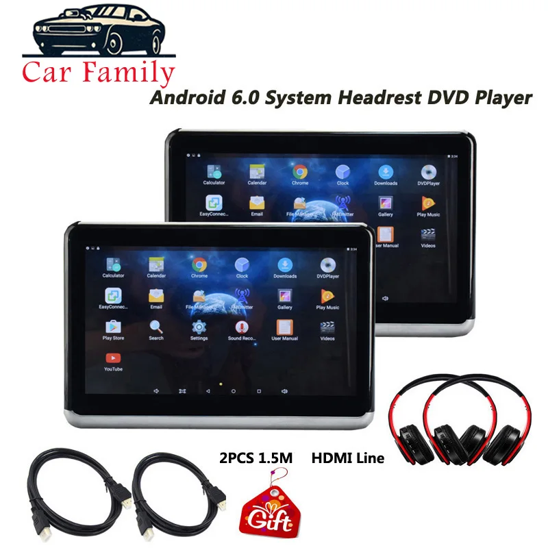 10 2 дюймовый Android 6 0 Автомобильный Подголовник DVD монитор HD 1080P видео IPS сенсорный