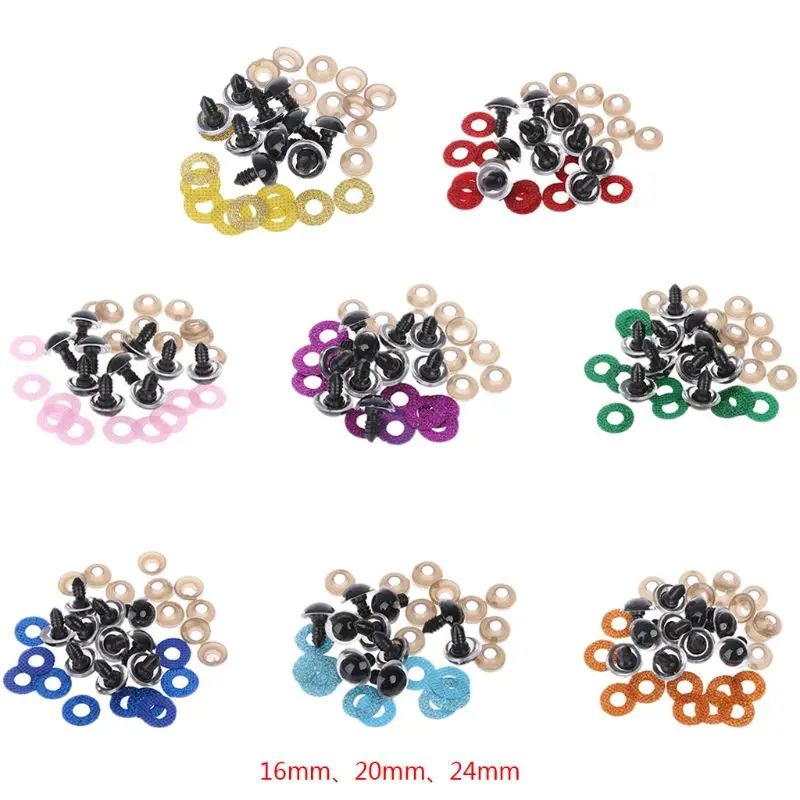 

10 Pcs 16mm 20mm 24mm 10pcs Shinning Plastic Doll Eyes Craft Eyes DIY For Plush Bear Stuffed Toys Animal Puppet Dolls