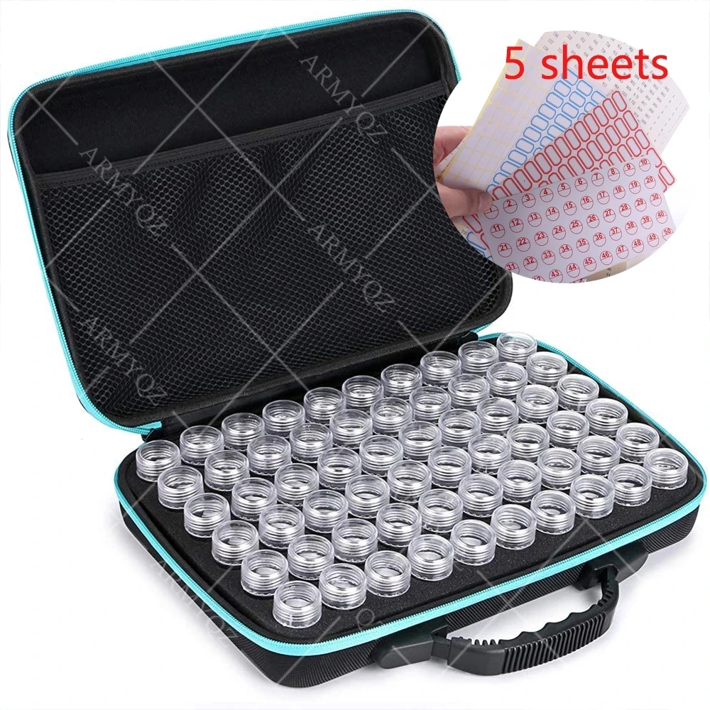 

PDMDOG 2020 new 60 Bottles Diamond Painting Box Tool Container Storage Box Carry Case Holder Hand Bag 4 orders