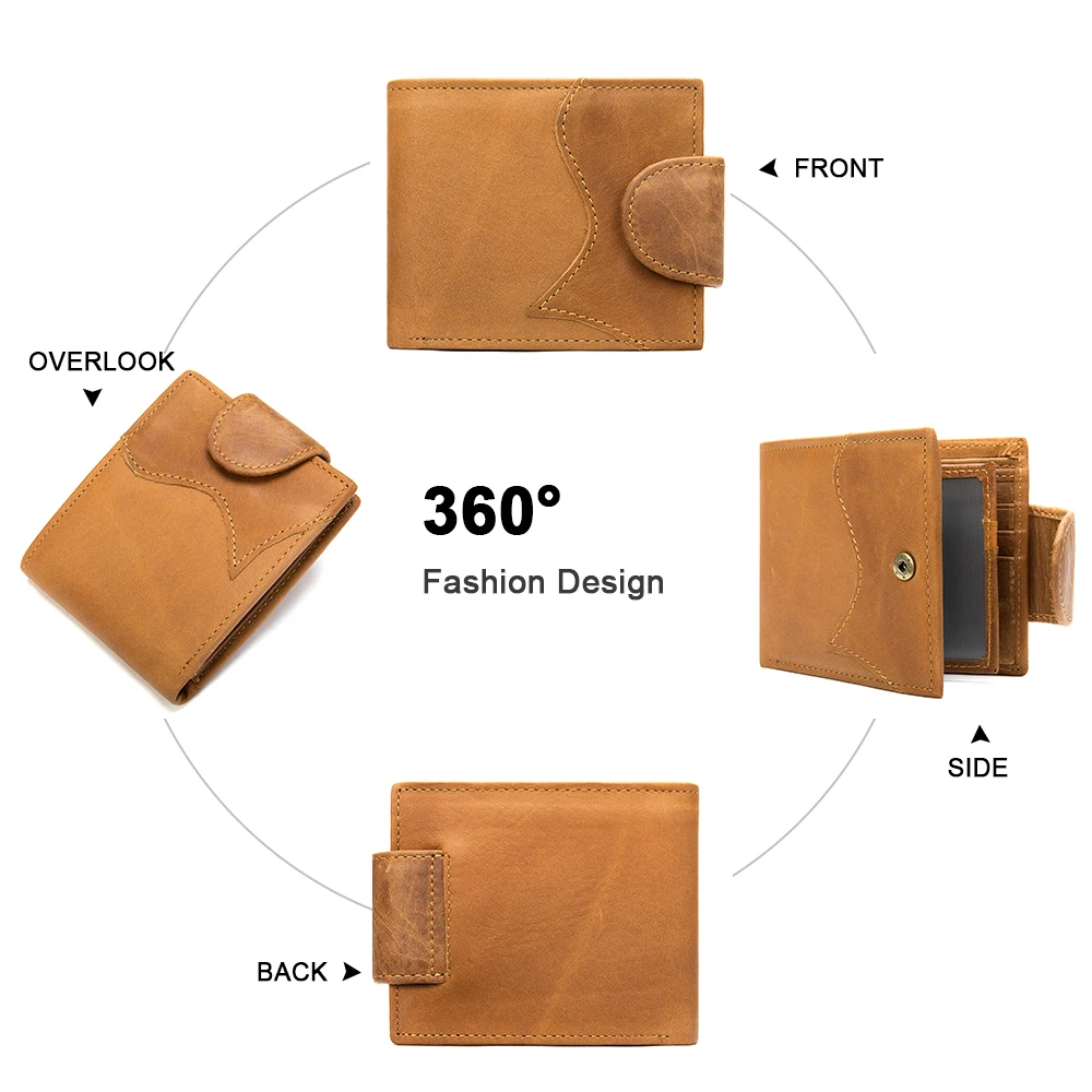 Кошелек MVA мужской кожаный с Rfid защитой бумажник из натуральной воловьей кожи