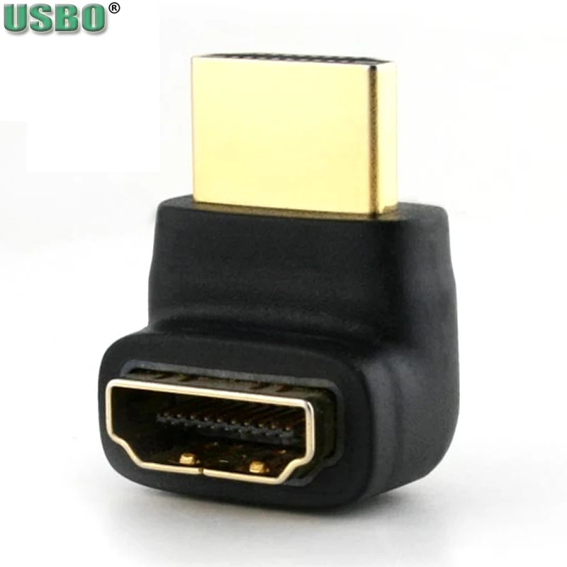 Золото 90/270 локоть экранированный RFI EMI 10.2Gbp HDMI штекер-Женский конвертер Разъем 1440p