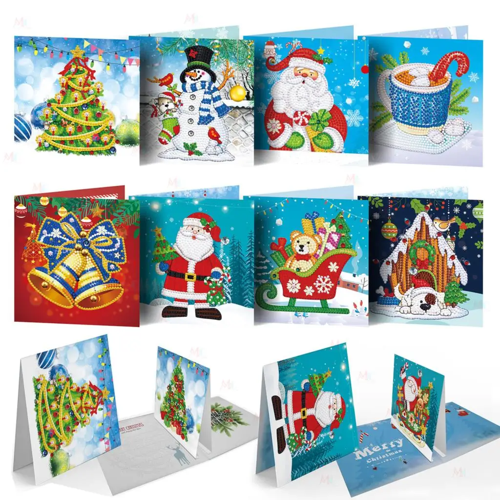 

8 шт., открытки для алмазной живописи, Мультяшные рождественские открытки 5D «сделай сам», специальная открытка для алмазной живописи, открыт...