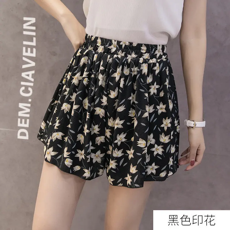 

Plus Size Summer Women Chiffon Shorts Loose Boho Floral Casual Shorts Polka Dot Shorts
