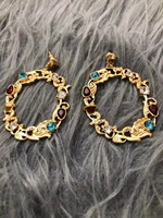 vintage stud asymmetric water drop gold zirconia earrings for women girls fashion jewelry accessories wedding birthday gift