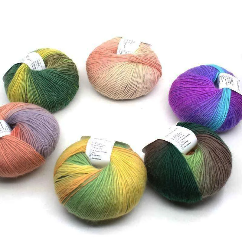 100% шерстяная пряжа 50 г/шарик вязальная сделай сам цветная Радужная раннее