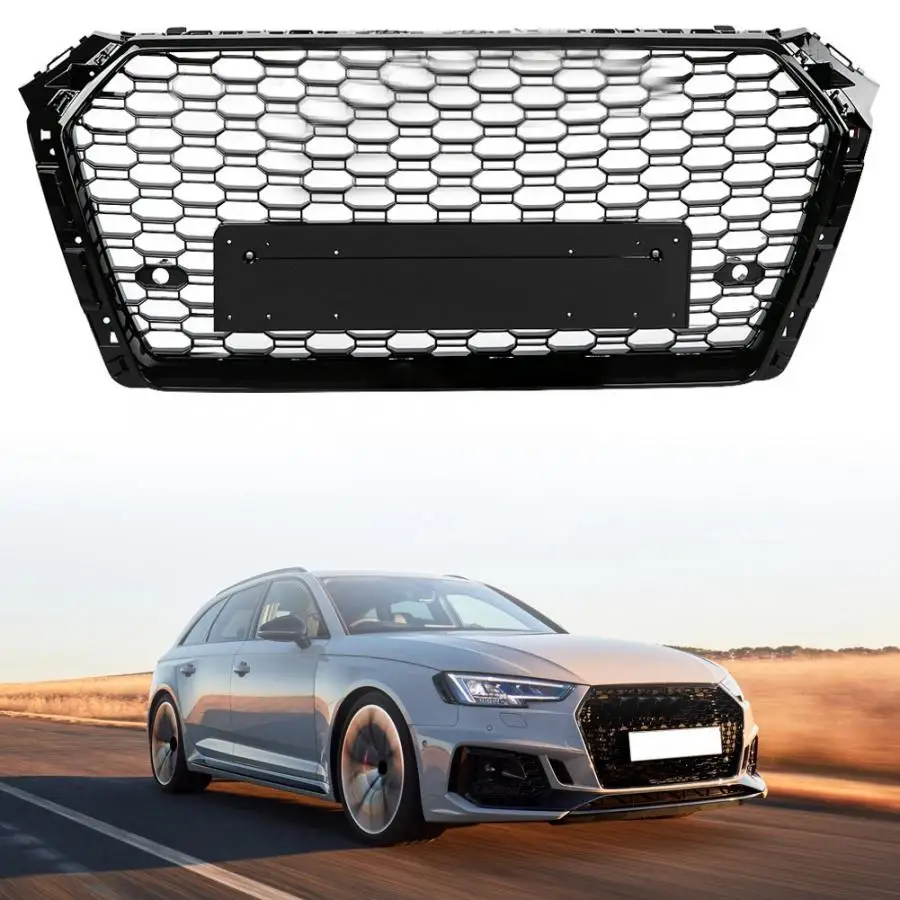 Для Audi A4/S4 B9 RS4 стиль Передняя Спортивная Шестигранная сетка сотовая капот Гриль глянцевый черный Высокое качество автомобильные аксессуары