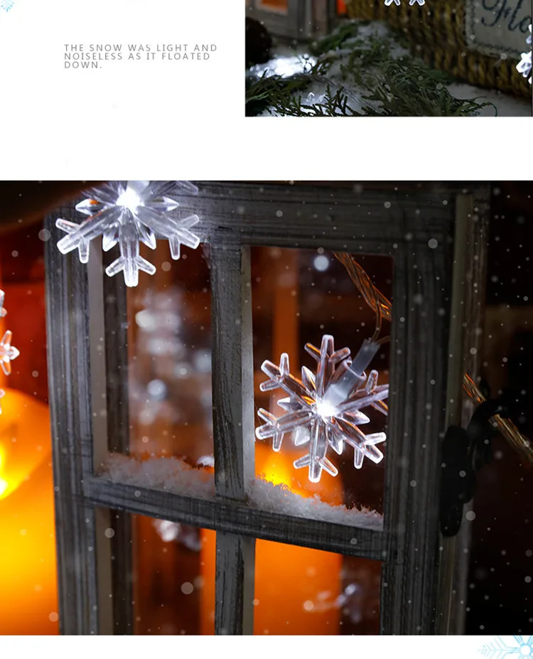

LED Snowflake String Lights Snow Fairy Garland Decoration for Christmas tree New Year Room Valentine's day Battery Plug White