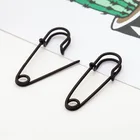Женские серьги-гвоздики с булавкой, черного цвета, простого дизайна, в стиле панк, а516