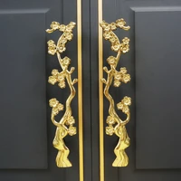 dm 10pcsset 235mm super length brass plum blossom cabinet pulls door handle pure copper retro wardrobe knob handles furniture