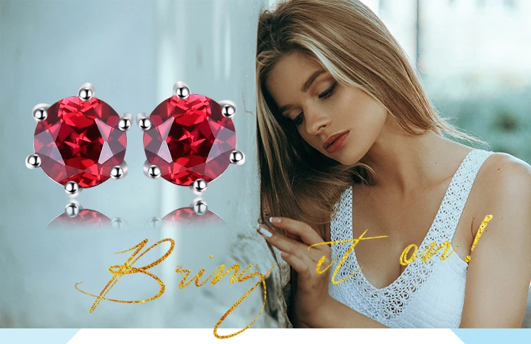 Jewelrypalace круглый 1.2ct натуральный красный гранат Серьги одноцветное 925 серебро серьги стержня 5x5 мм Модные украшения высокое качество