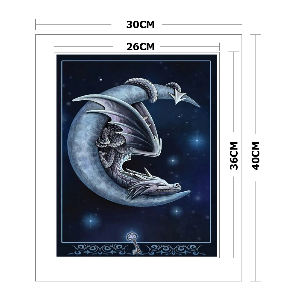 

Dragon Twines the Moon Stamped Cross Stitch Kits DIY Embroidery 11CT Crafts