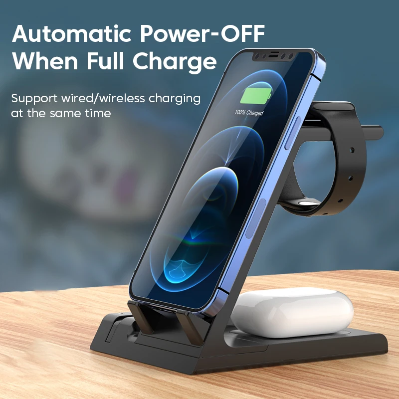 

KUULAA 15W Qi Fast Wireless Charger Stand For iPhone 13 12 11 XS Apple Watch 6 in 1 Charging Dock Station for Airpods Pro iWatch