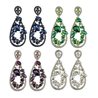 2020 high quality colorful fashion drop earring inlay crystal rhinestone waterdrop shiny luxury long earrings for women jewelry