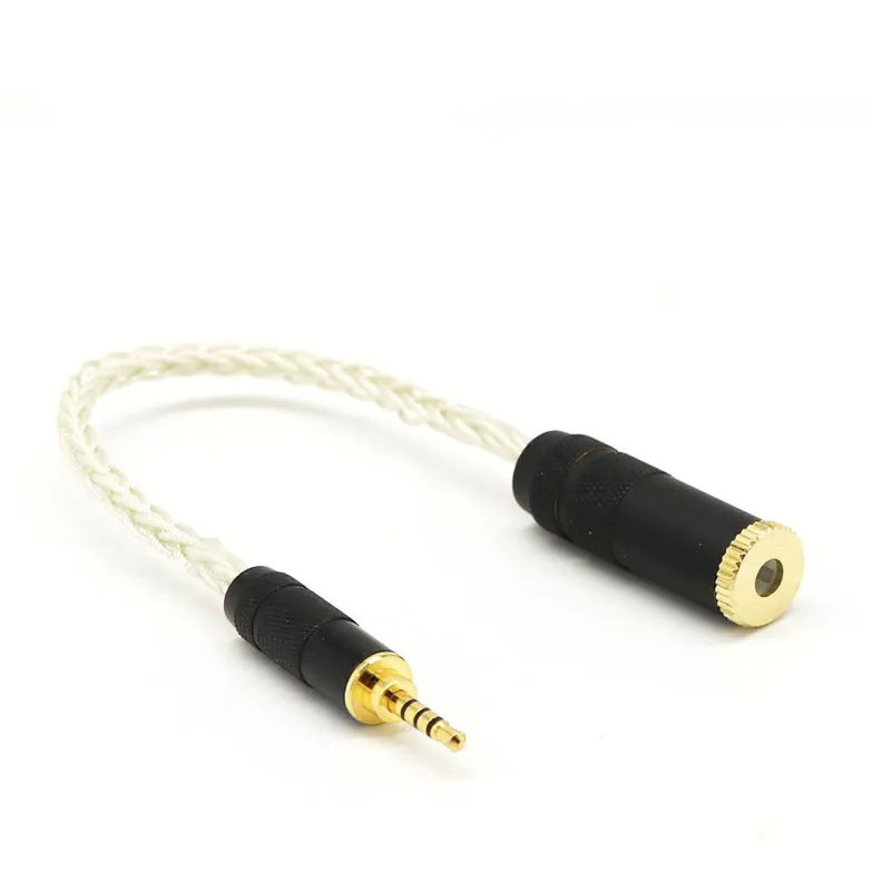 Посеребренный аудио кабель с разъемом 2 5 мм папа на гнездо 4 мама посеребренным