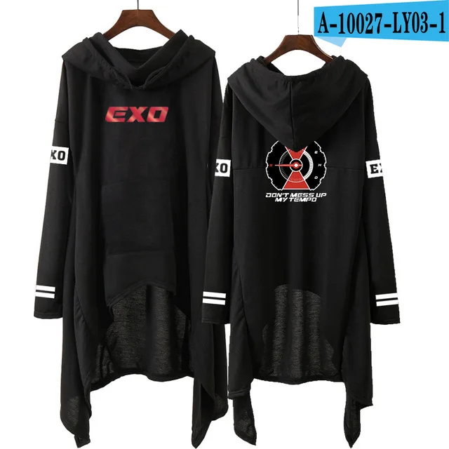 Kpop EXO/новые модные корейские толстовки EXO DO LAY SE HUN KAI пой FOR YOU EXO длинная юбка женские толстовки Harajuku Пуловеры для девочек - Цвет: A10027