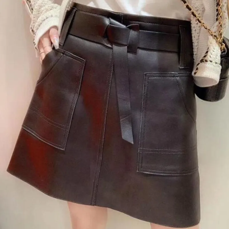 Натуральная кожа юбка Женский натуральный из натуральной овечьей кожи Женская