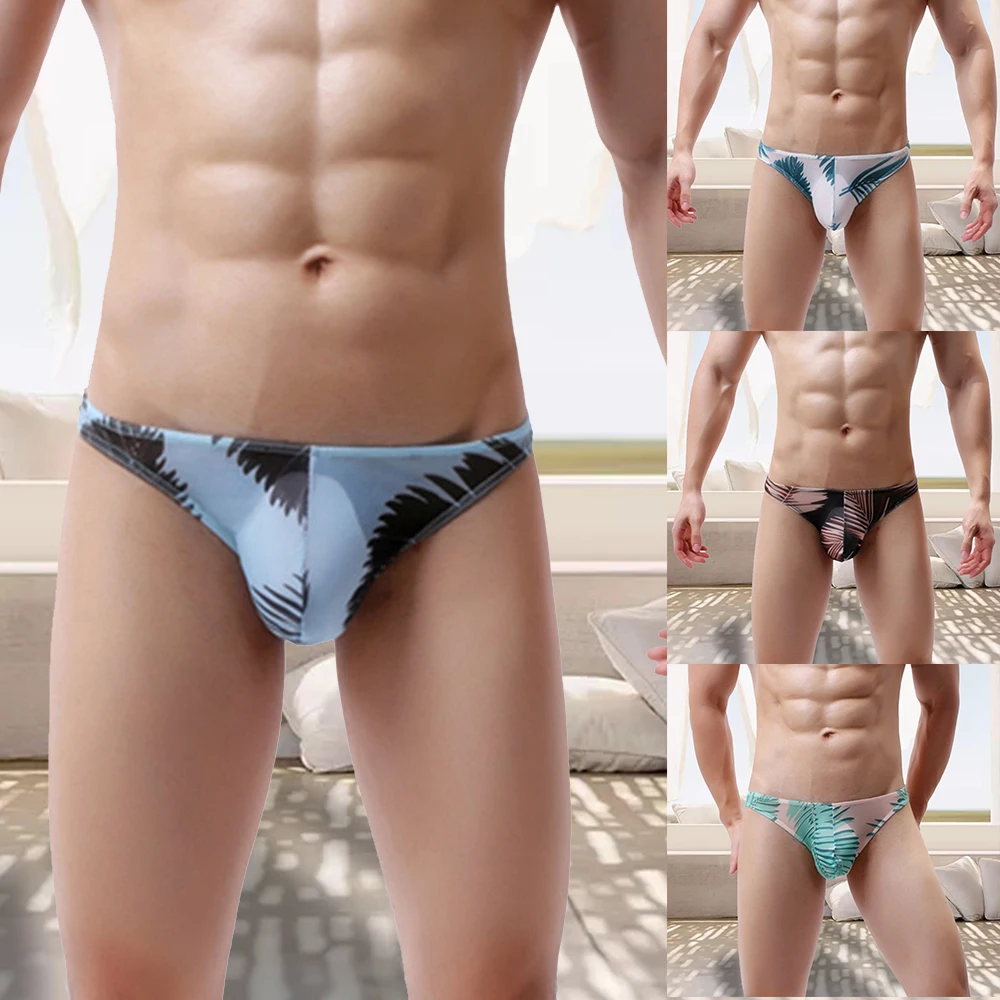 Новинка мужское Сетчатое нижнее белье стринги купальник с принтом мужские трусы