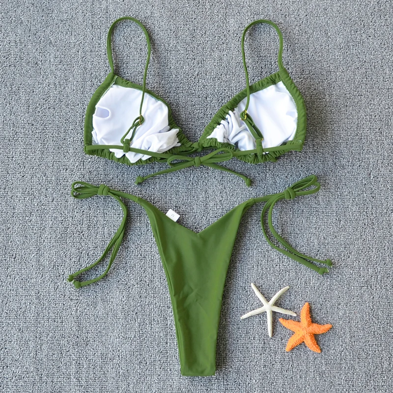 Sexy Micro Bikini 2021 Women Swimsuit Bandage Bikini Set Swimwear Female Halter Top Brazilian Bathing Suit Bather Biquini