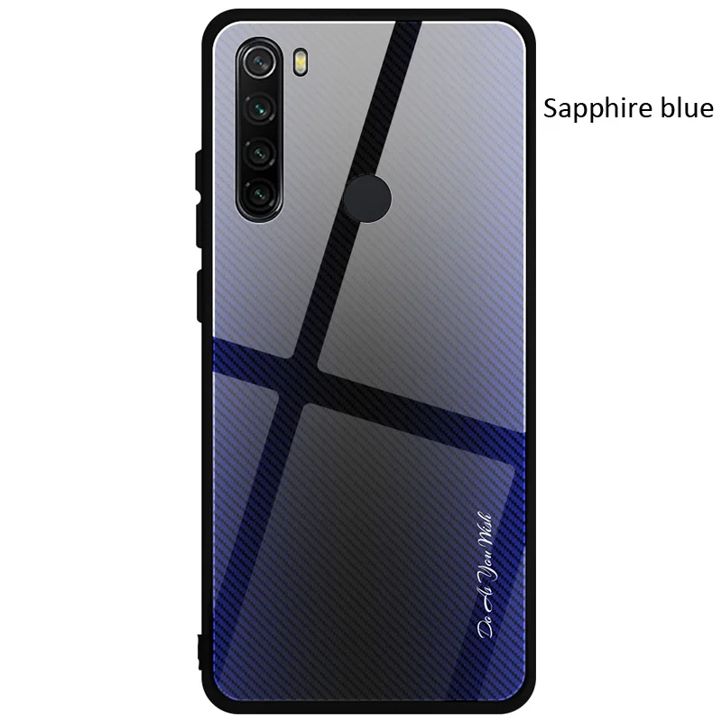 Чехол из закаленного стекла с градиентом из углеродного волокна для Xiaomi Redmi Note 8 Pro 8T
