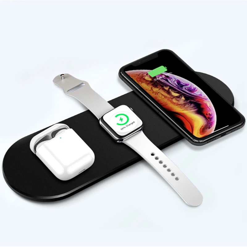 

3 in 1 Wireless Charger Desktop Fast Charging 10W for Mobile Phone for iPhone Android QC3.0 Portable