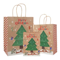 332721cm large christmas paper gift bags merry christmas tree printed 2022 new year present candy clothes packaging bags paper
