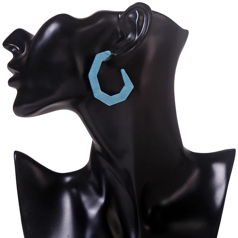 Женские акриловые серьги кольца M & G черные крупные из ацетатной смолы синего