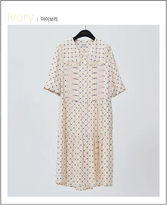 

Mar100 three color summer dress new 2021 small fresh medium length baby collar half sleeve dress